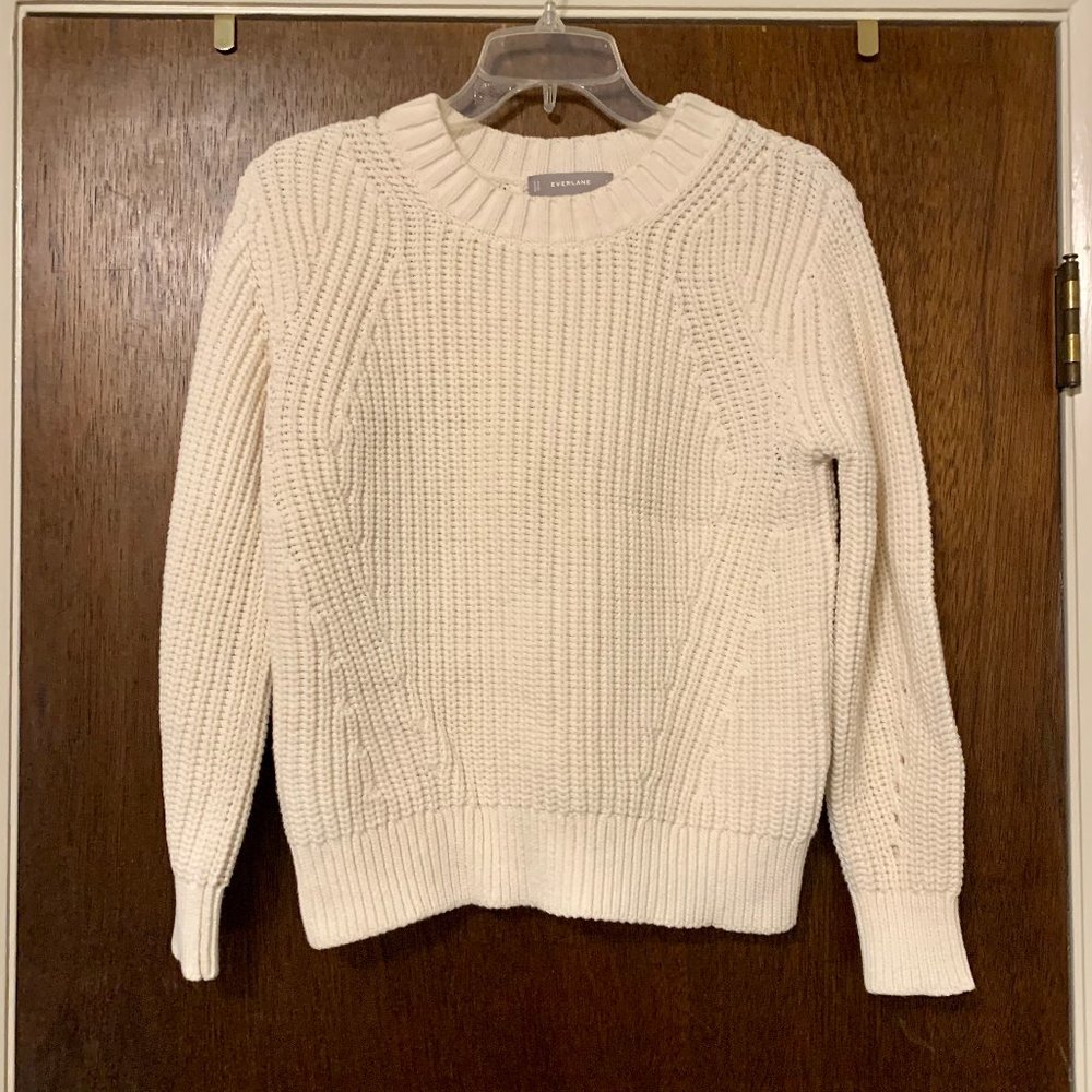 Everlane Cotton Chunky Rib Knit Sweater Cream